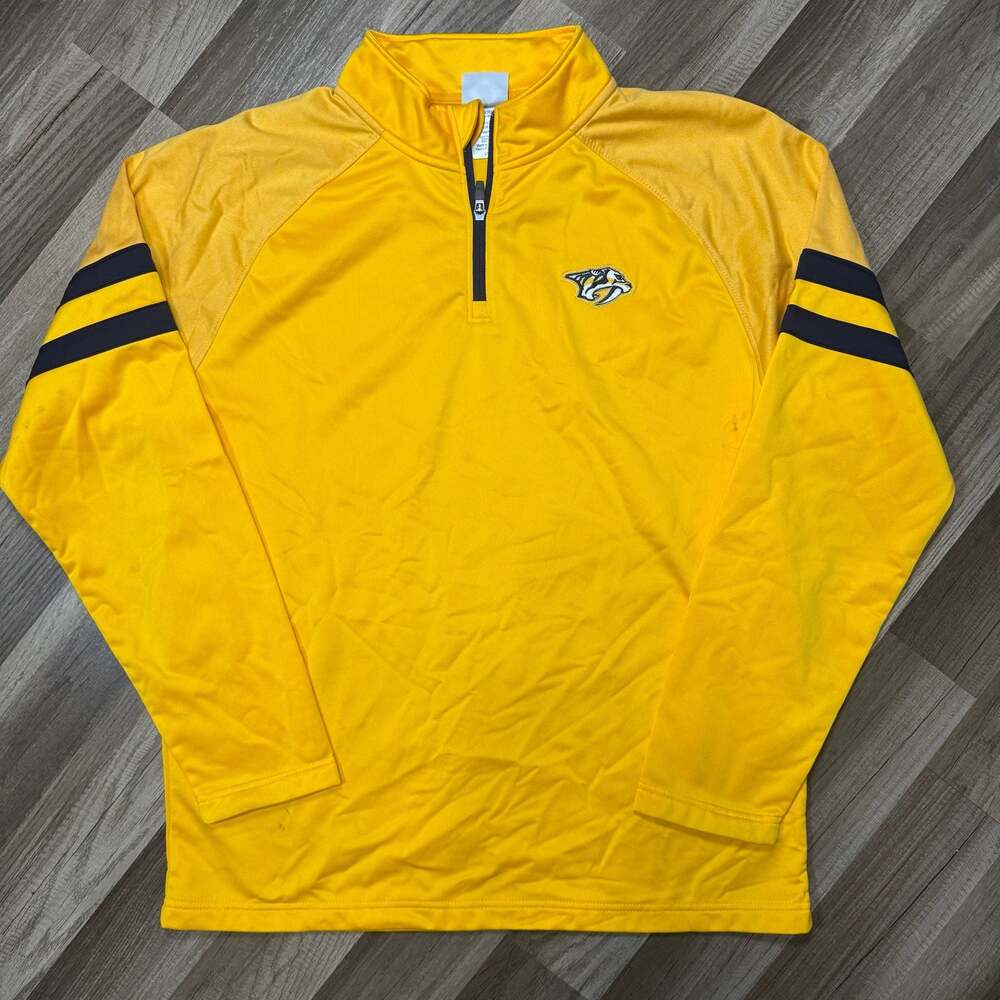 Nashville Predators NHL Hockey Gold Quarter Zip Pullover Large